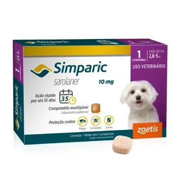 Antipulgas Simparic 10mg Para Caes 2,6 a 5kg